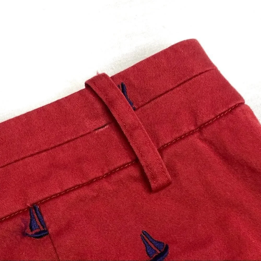 Telluride red with navy blue embroidered sailboat shorts size 6